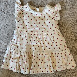 Adorable ruffled and lace edge Strawberry design dress